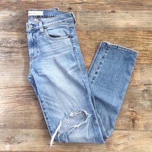 Straight Distressed Blue Jeans
